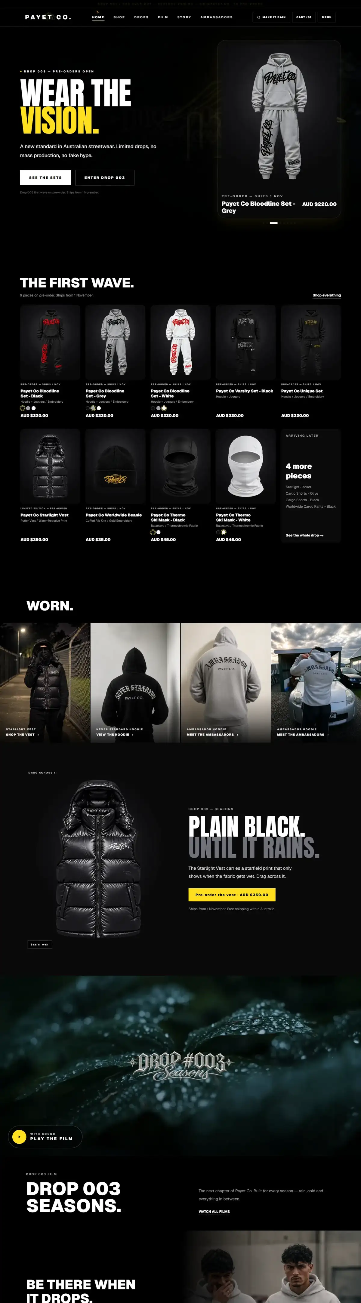 PAYET CO.: Home page, desktop view